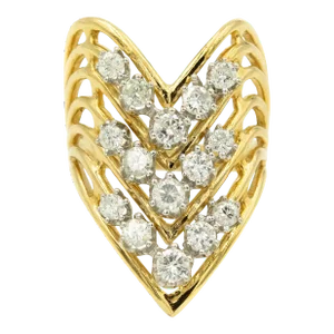 Diamond Chevron "V" Geometric Yellow Gold Ring size 4.5