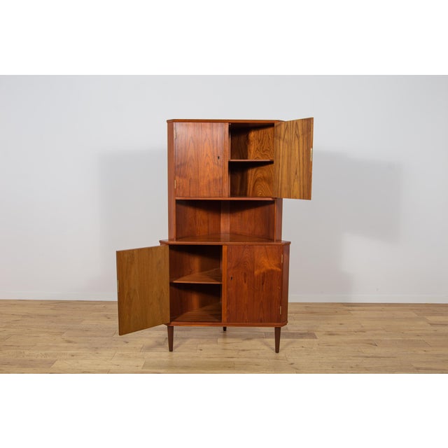 Brown Mid-Century Corner Teak Cabinet, Denmark, 1960s For Sale - Image 8 of 15