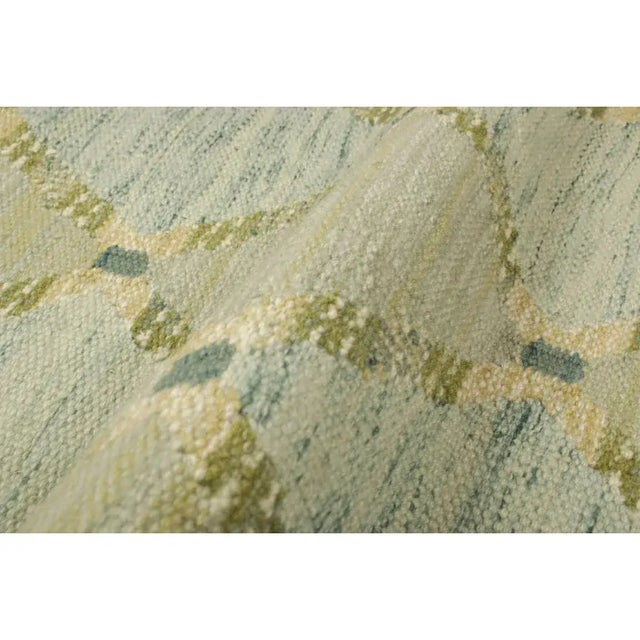2010s Rug & Kilim’s Scandinavian Style Square Rug in Blue and Green, With Patterns For Sale - Image 5 of 6