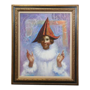 Jaime De Jaraiz La Monde Beatriz Harlequin Expressionist Oil Painting Spain