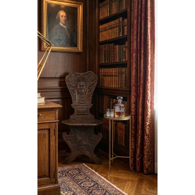 Antique Italian Renaissance Revival Walnut Sgabello Hall Chair For Sale - Image 10 of 12