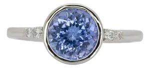 1.9Ct Tanzanite Ring With Natural Diamonds Accents: Solid 14k Gold, Size 6.75