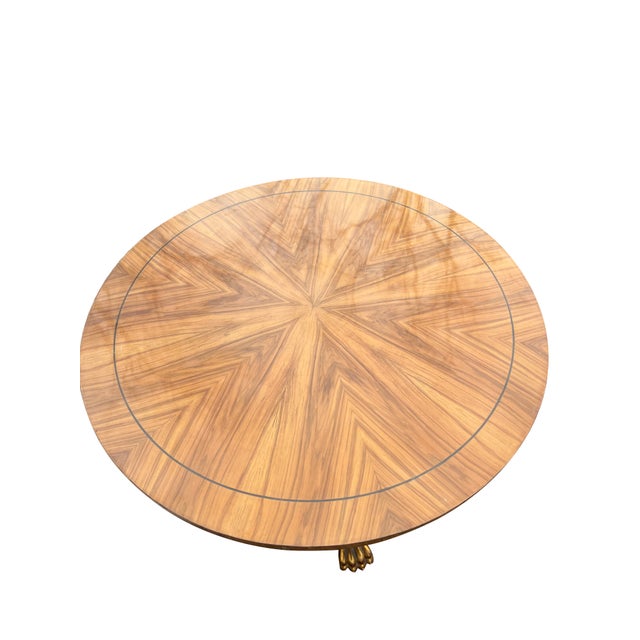 William Switzer Round Foyer Table Center Entry Way Inlay With Claw Feet Made in Spain For Sale - Image 12 of 14
