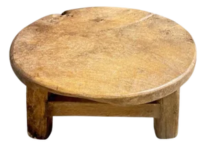 Andrianna Shamaris Antique Teak Wood Round Side Table or Stool