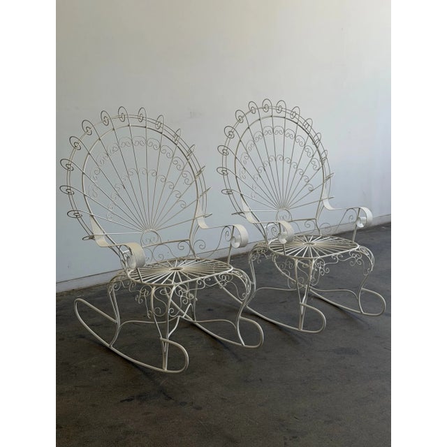 1970s Salterini Style Iron Peacock Rocking Chair For Sale In Los Angeles - Image 6 of 18