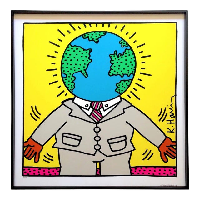 Keith Haring Rare Vintage 1990 Lmtd Edtn Collector's Framed Pop Art