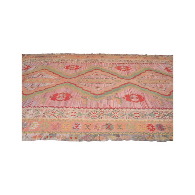 Large Vintage Turkish Kilim Rug - 7`11″ X 14`1″ For Sale - Image 4 of 6
