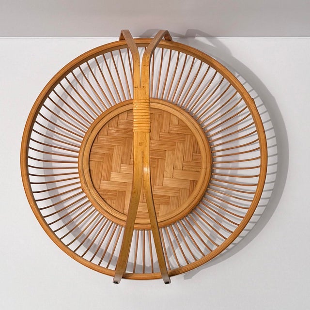 1970s Vintage Mid-Century Modern Handcrafted Japanese "Hanakago" Bamboo Flower Basket For Sale - Image 10 of 10
