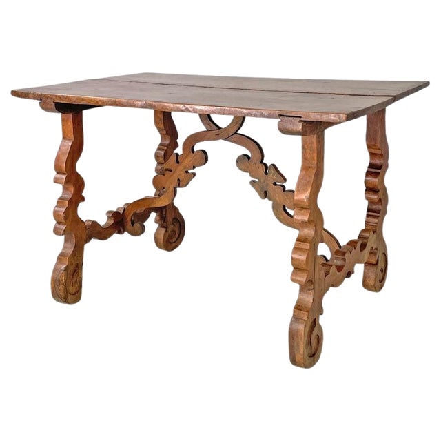 Italian Wooden Fratino Table with Decorated Legs, 1700s For Sale