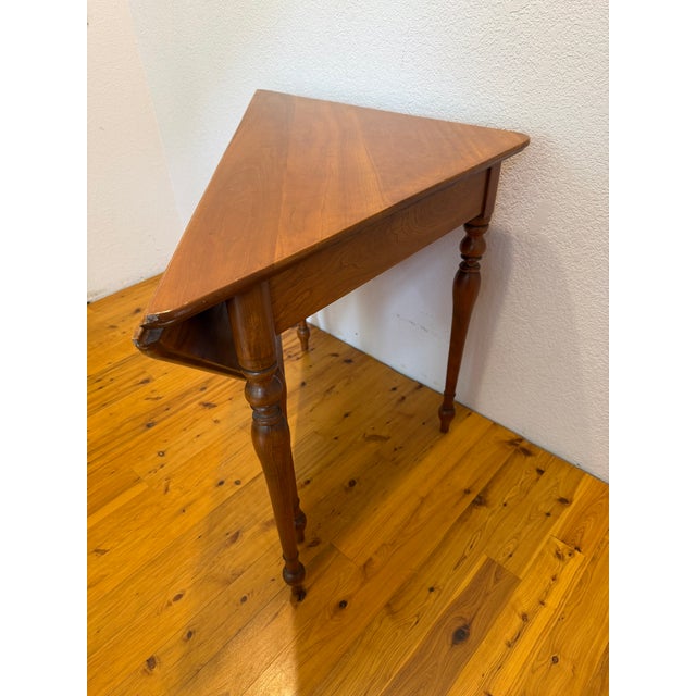 Transitional 1960s Harden Furniture Solid Cherry Drop Leaf Napkin Table For Sale - Image 3 of 9