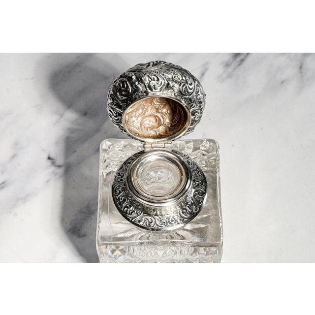 19th Century Exceptional Huge Antique Sterling Silver Black, Starr & Frost Cut Crystal Victorian Desk Paperweight Inkwell Luxury Home Decor For Sale - Image 5 of 18