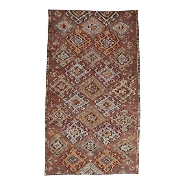 Embroidered Vintage Kars Kilim Rug For Sale