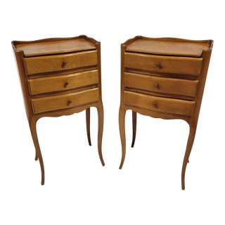 Pair of French Cabriole Leg Nightstands For Sale