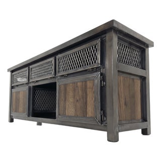 Custom Modern Industrial Media Console and Tv Stand For Sale