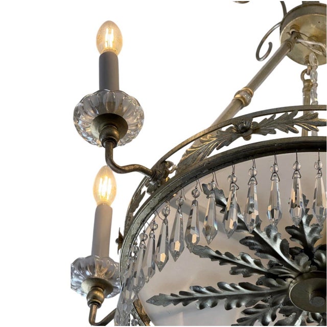 Neoclassical Neoclassical or Regency Dore, Crystal, Six Arm Chandelier, Italy For Sale - Image 3 of 6
