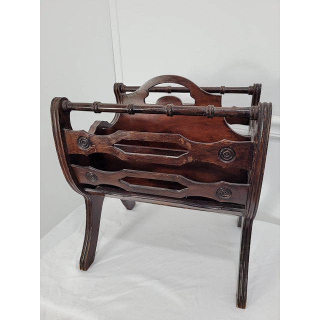 Vintage Canterbury Cherry Wood Magazine Rack For Sale - Image 11 of 11