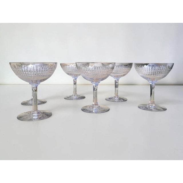 19th Century Antique Crystal Champagne Glasses with Nancy Pattern from Baccarat, 1890s, Set of 6 For Sale - Image 5 of 12