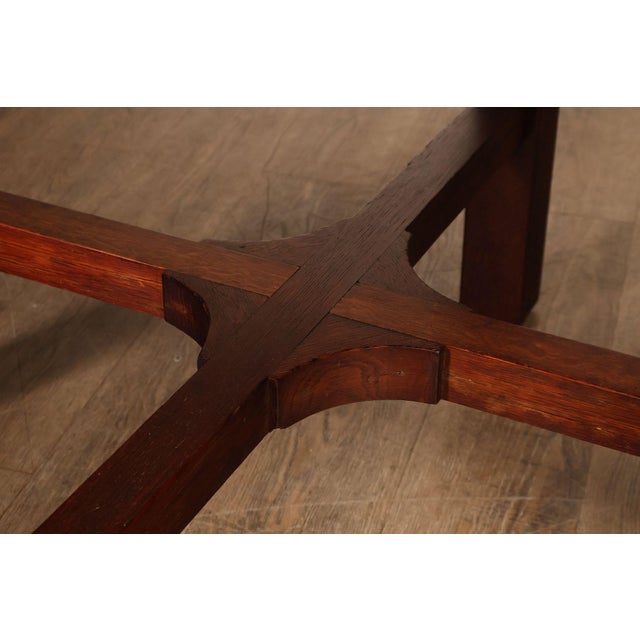 Antique L&JG Stickley Round Extendable Mission Oak Dining Table For Sale - Image 10 of 18