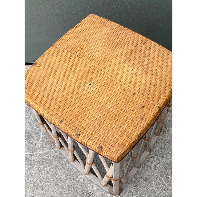 Wood Vintage Rattan and Wood Equipale Stool For Sale - Image 7 of 12