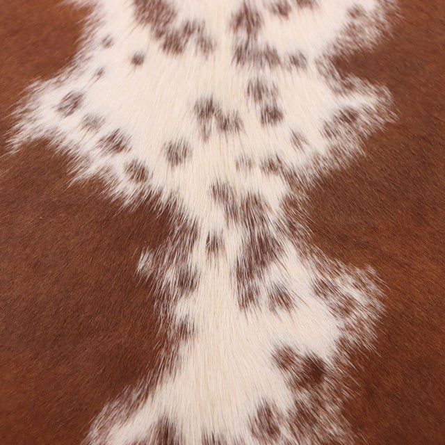 Animal Skin Gilt Iron Bench Upholstered in New Cowhide. Contemporary. For Sale - Image 7 of 7