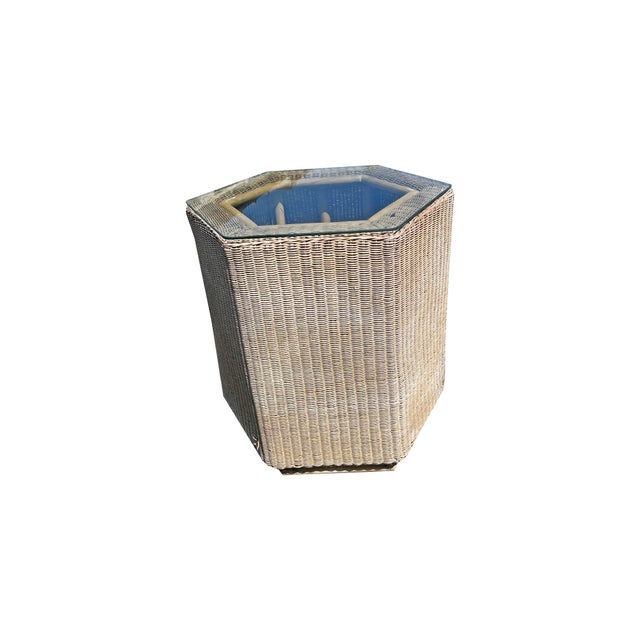 Vintage Wicker Octagon Side or Accent Table Modern Design For Sale - Image 4 of 4