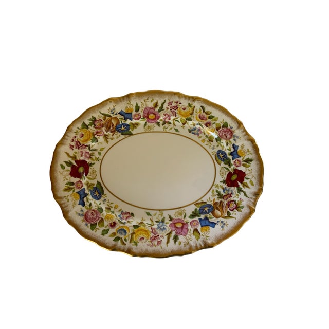 Vintage Hammersley "Queen Anne" Bone China 13.5" Oval Serving Platter Made in England 1940s-1950s. Approx. 1 7/8" High x...
