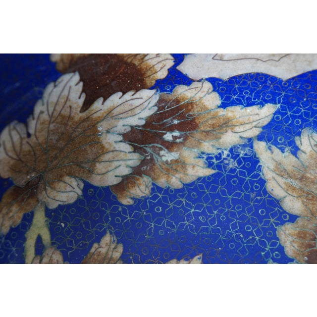 Mid 20th Century Mid 20th Century Chinese Cloisonne Floral Chrysanthemum Butterfly Scalloped Centerpiece Bowl For Sale - Image 5 of 12