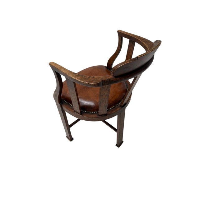 Art Deco Captains Armchair with Leather Seat, 1930s For Sale - Image 6 of 11