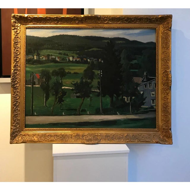 Unsigned work Dated around mid XXth century Landscape painted on canvas. Gilded wood frame 73 x 91 x 5,5 cm