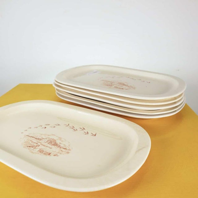 White Mill Ceramic Oval Plates, Set of 6 For Sale - Image 4 of 10