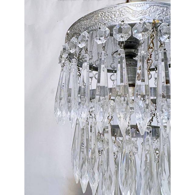 Traditional Vintage 1960s Italian Silver Rim Upside Down Layered Chandelier For Sale - Image 3 of 5