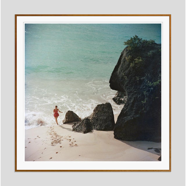 Modern Bermuda Beach 1957 by Slim Aarons Framed C-Print For Sale - Image 3 of 3