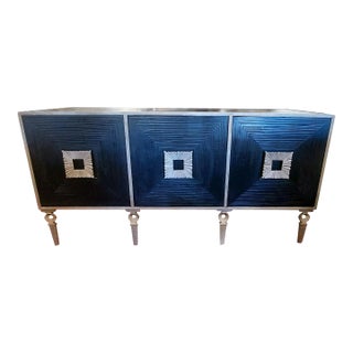 Italian Custom Made Credenza for Global Views Dallas, Texas With Iron Silver Gilt Legs and Handled For Sale
