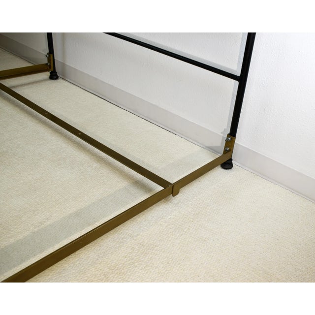 1990s Vintage Wrought Iron Full Panel Headboard Footboard W/Side Railings Matte Black Low Framed (6 Pcs) For Sale - Image 10 of 10