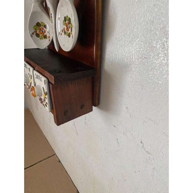 Salt, Sugar and Coffee Box Wall Set in Ceramic and Wood, France, 1960s, Set of 4 For Sale - Image 6 of 17