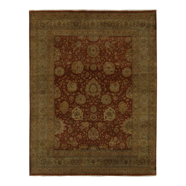 Rug & Kilim’s Persian Tabriz Style Rug in Red With Gold and Beige Floral Pattern For Sale