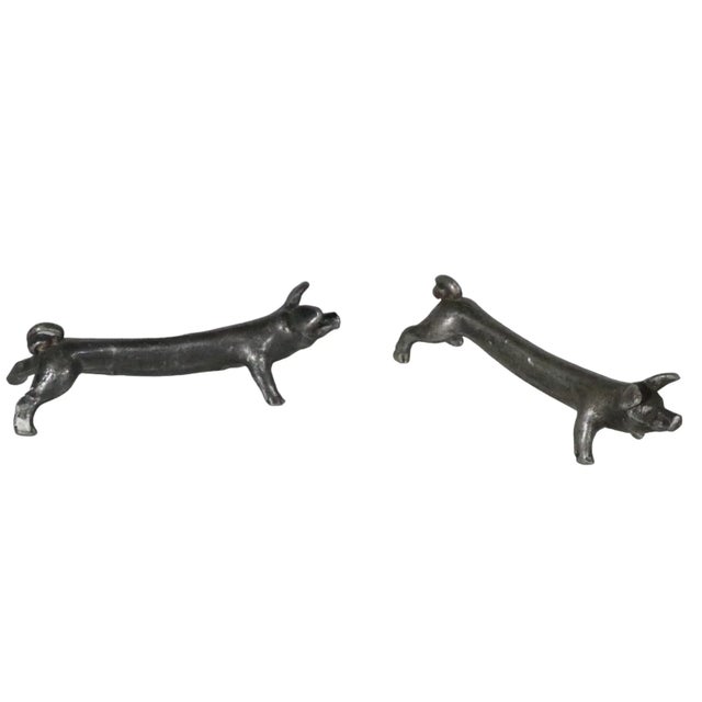 2 Pc Antique Figural Pig Knife Rests For Sale In New York - Image 6 of 7