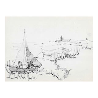 Alexandra Merker Cape Cod Sailing Drawing For Sale