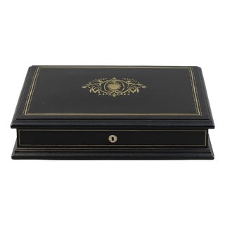 Napoleon III Ebony and Mahogany Box with Inlays of Precious Materials For Sale