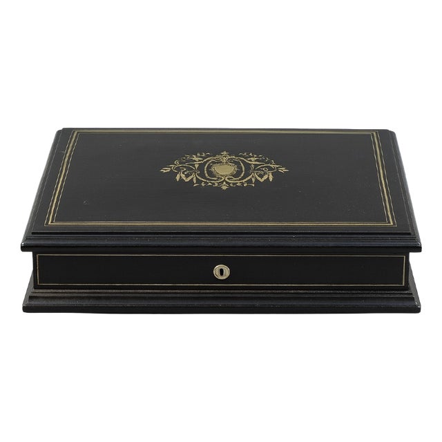 Napoleon III Ebony and Mahogany Box with Inlays of Precious Materials For Sale