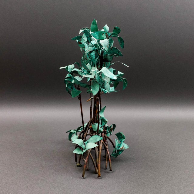 Mid 20th Century Mid 20th Century Jim Lewk Signed Florida Mangrove Heron Bird Verdigris Patina Copper Sculpture For Sale - Image 5 of 9