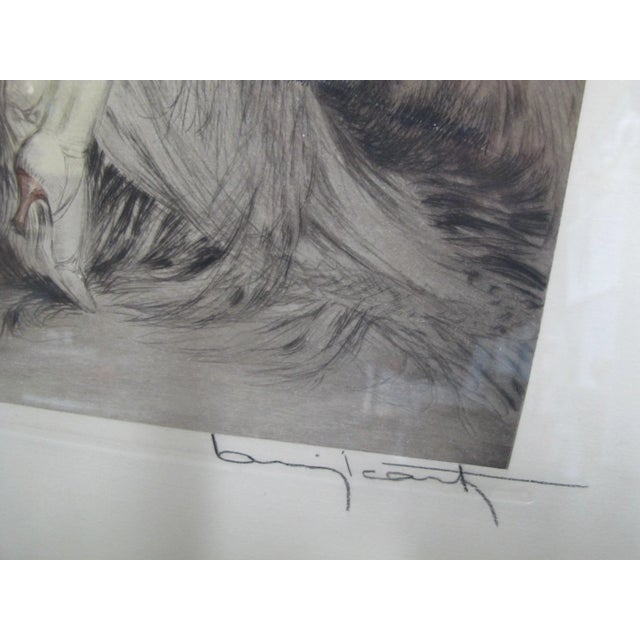 Louis Icart Louis Icart Signed Original Paresse Laziness Art Deco Female Portrait Etching For Sale - Image 4 of 8