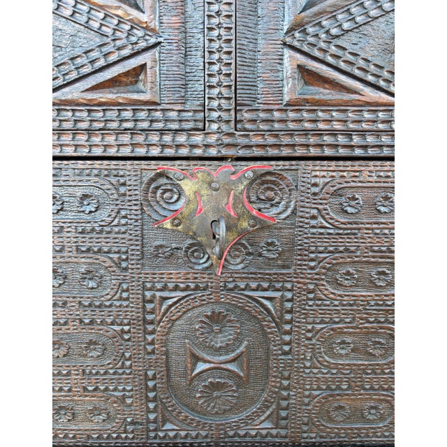 Spanish Renaissance Carved Cabinet with Drop-Front Door and Two Drawers, 1880s For Sale - Image 15 of 17
