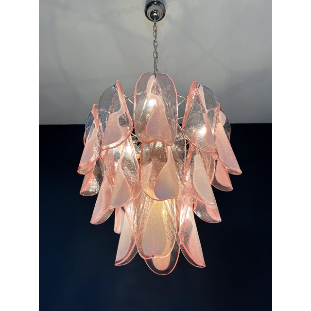 Italian Vintage Pink Murano Glass Lattimo Rondini Chandelier, 1990s For Sale - Image 16 of 17