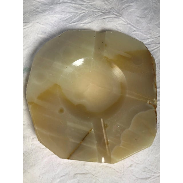 Vintage Hand Carved Onyx Caramel Ivory Ashtray, Mexico For Sale - Image 9 of 12