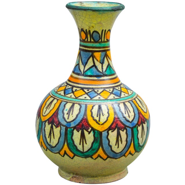 Antique Moroccan Ceramic Vase For Sale