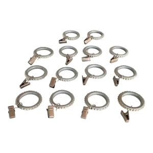 Late 20th Century Aged Silver and Gold Beaded Drapery Rings - Set of 14
