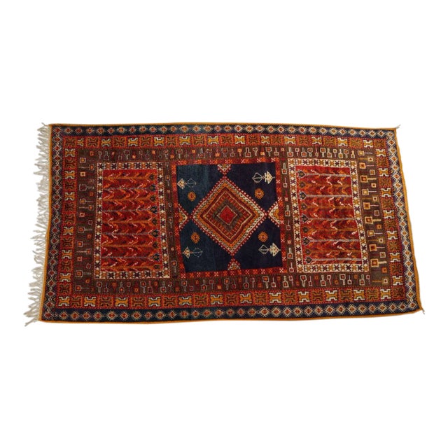 1960s Moroccan Vintage Tribal African Rug For Sale