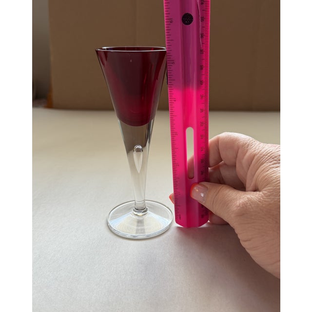 Vintage Mid-Century ModernPolish Ruby Red Art Glass Cordial Glasses Set of 6 Stemware For Sale - Image 13 of 14