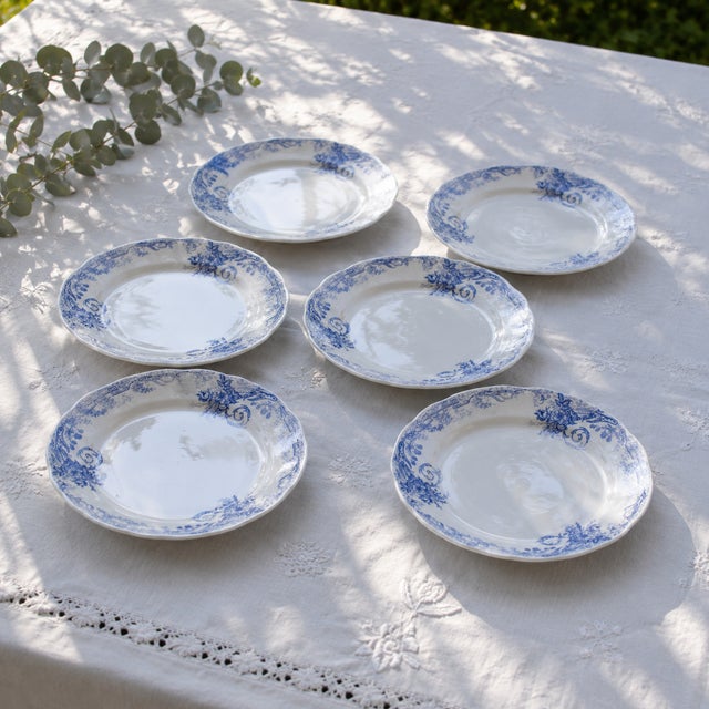 Rococo Flat Plates in Ironstone by Nimy, 1888, Set of 6 For Sale - Image 3 of 7